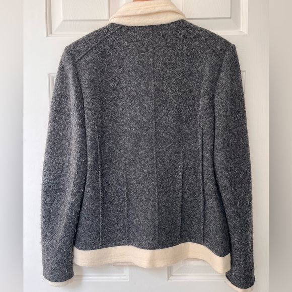 Witteveen Charcoal & Cream Trim Wool-Blend Jacket S - Picture 10 of 15